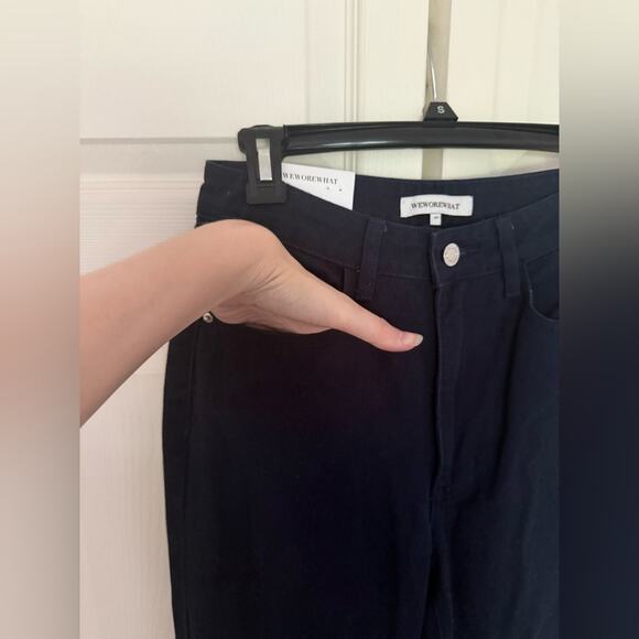 NWT WeWoreWhat High Rise Dad Jeans Ultra Flattering Soft Touch Denim Dark Blue - Picture 6 of 11